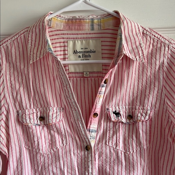 Abercrombie & Fitch Pink Striped Shirt - Picture 2 of 3